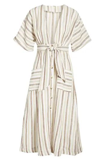Women's Free People Monday Stripe Linen Blend Midi Dress | Nordstrom