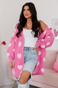 Crash Into Me Pink Heart Cardigan | Pink Lily