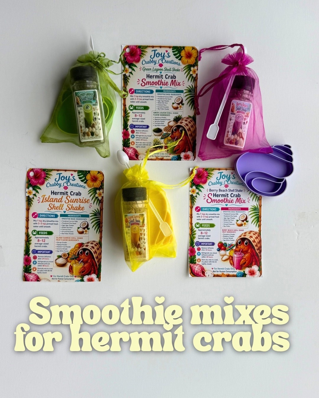 Smoothie mixes for hermit crabs