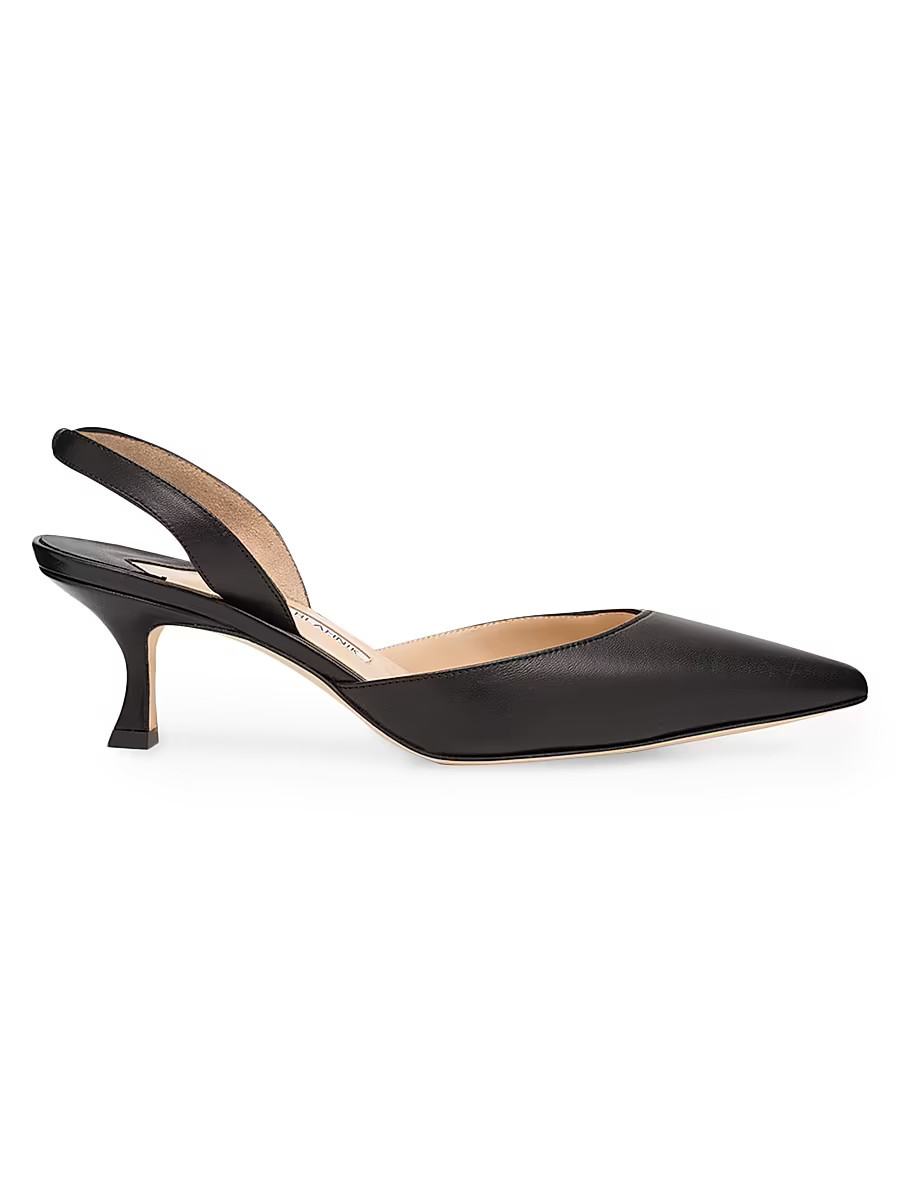 Women's Carolyne 50MM Leather Slingback Pumps - Black - Size 5.5 | Saks Fifth Avenue