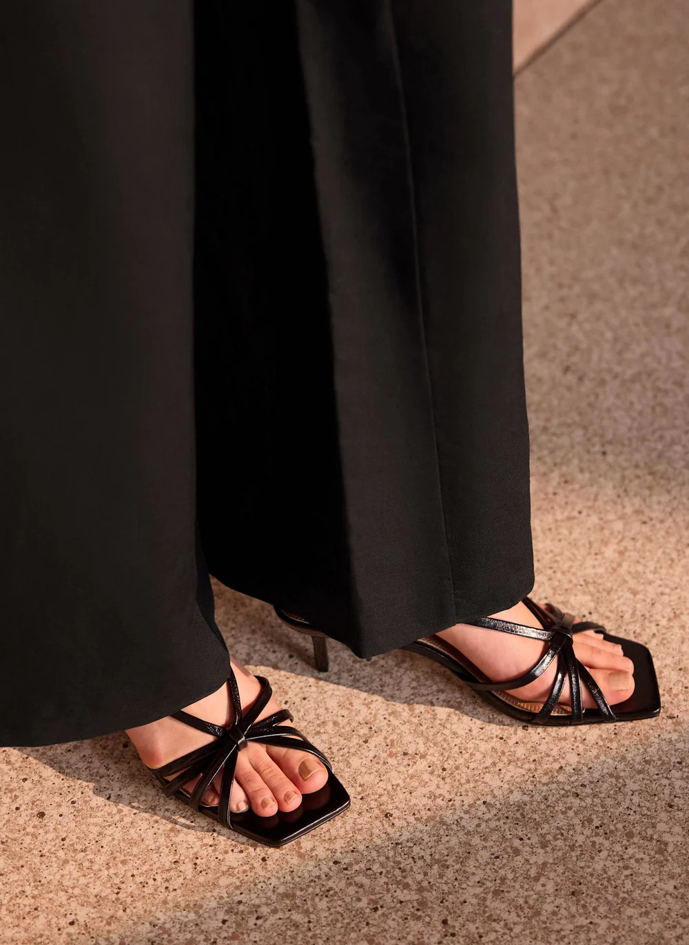 Marcie Black Leather Strappy Heels | Mint Velvet