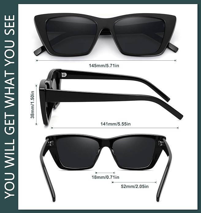 WOWSUN Narrow Small Vintage Polarized Cat Eye Sunglasses for Women | Amazon (US)