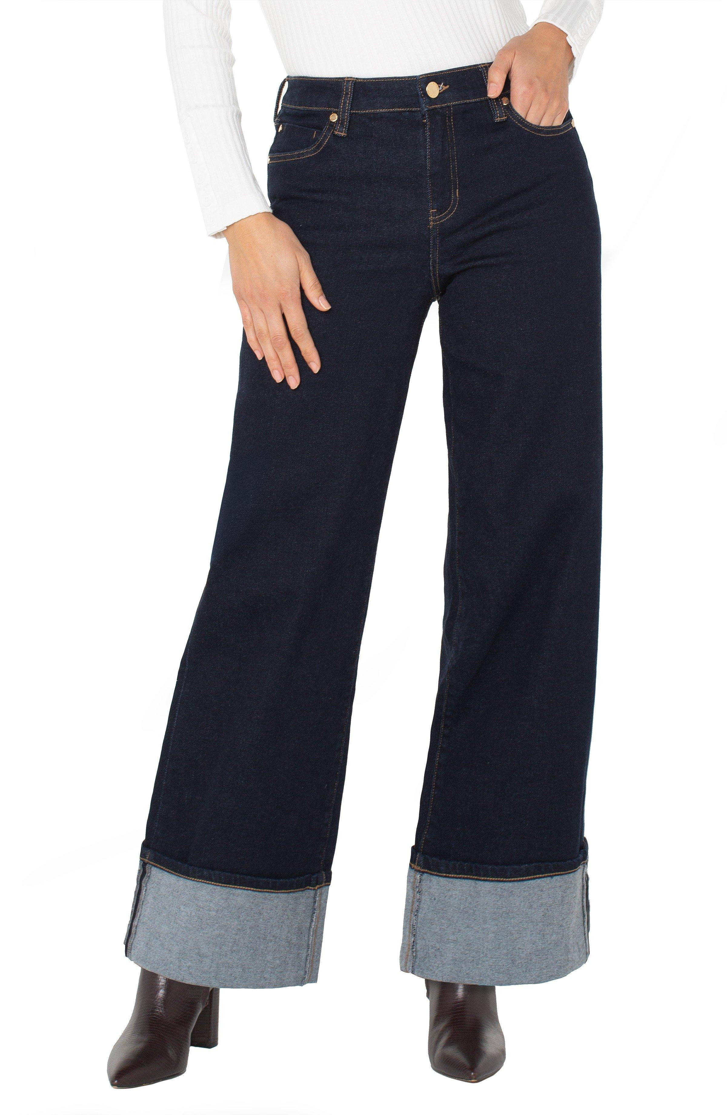 Women's Liverpool Los Angeles Morgan Cuffed Relaxed Fit Wide Leg Ankle Jeans Indigo Rinse 10 30 | Scheels Sports