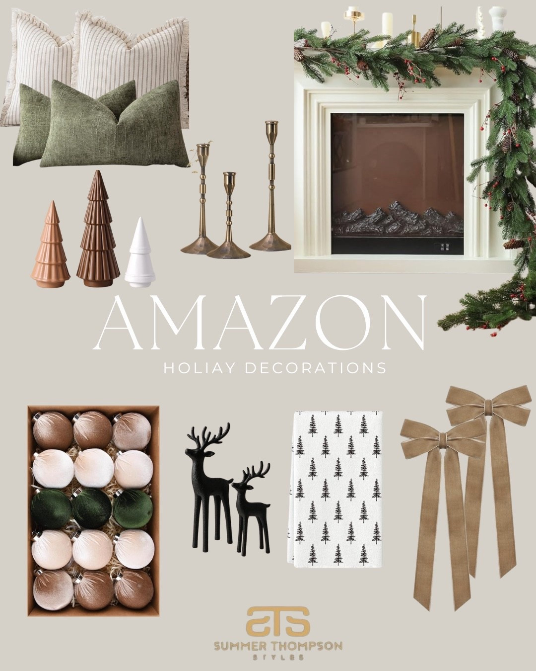 Holiday decorating made simple ✨
These Amazon finds are perfect for creating a cozy, neutral holiday look — from velvet ornaments and brass candlesticks to festive greenery and timeless bows.

Shop my Amazon holiday favorites to get your home ready for the season 🎄

#AmazonHolidayDecor #HolidayHomeInspo #NeutralChristmasDecor #ChristmasDecorIdeas #CozyHolidayHome #AmazonFinds #HolidayDecorFavorites #HomeForTheHolidays #LTKHome #LTKHoliday

#LTKSeasonal #LTKU #LTKHome