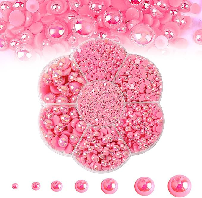 5600PCS Half Round Pearls Flatback Imitation Pearls for Crafts,7 Sizes for DIY Nails Art Crafting... | Amazon (US)