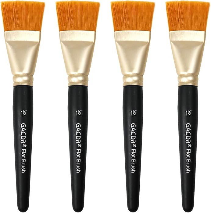 1 1/2 inch Flat Paint Brushes for Acrylic Painting,4 Pieces 38mm Large Craft Basecoating PaintBru... | Amazon (US)