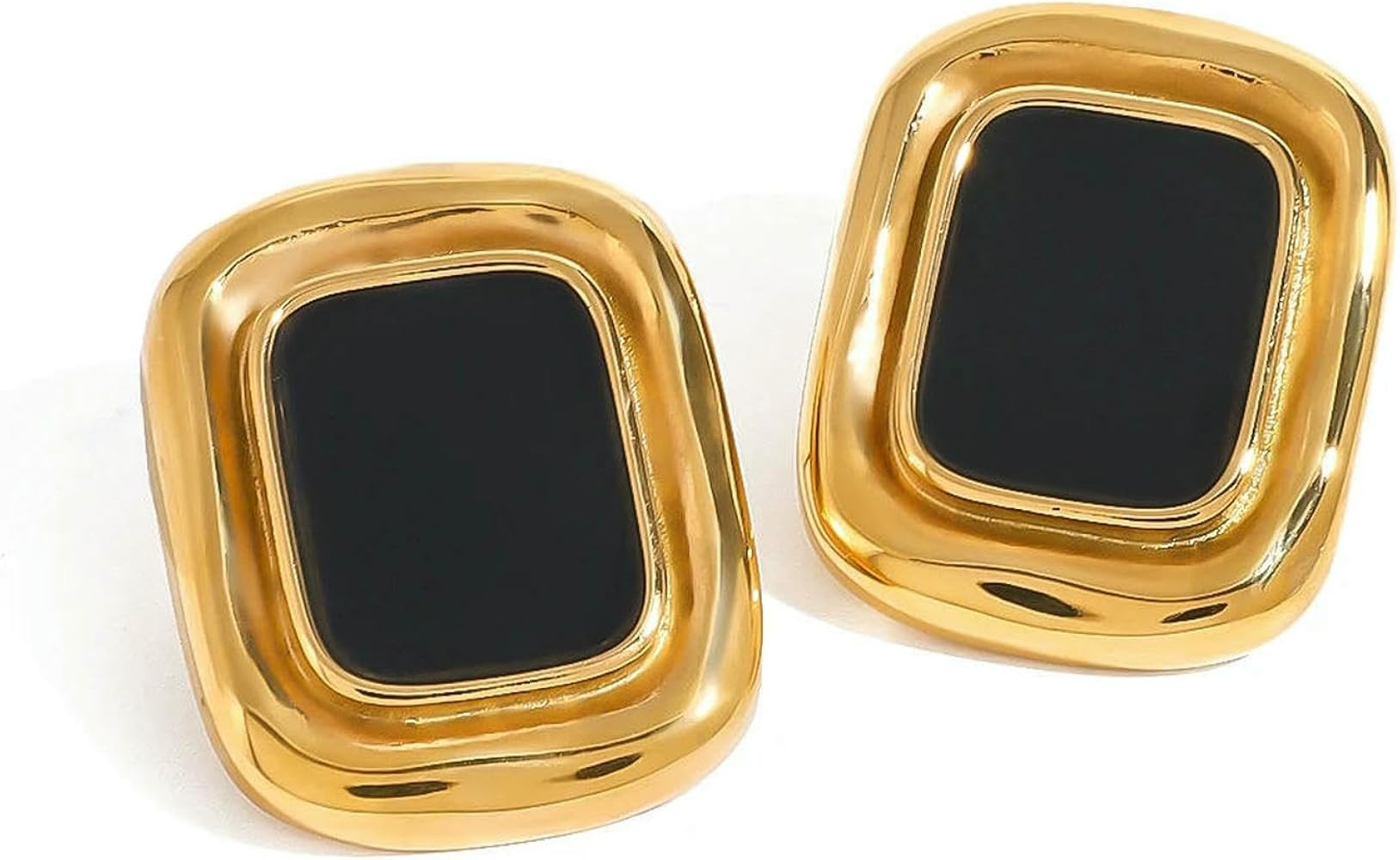 Vintage-Ohrstecker aus Edelstahl, Harz, quadratisch, Statement-Metall, wasserdicht, Vintage, stil... | Amazon (DE)