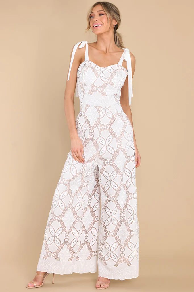 Fresh Moments White Lace Jumpsuit | Red Dress 