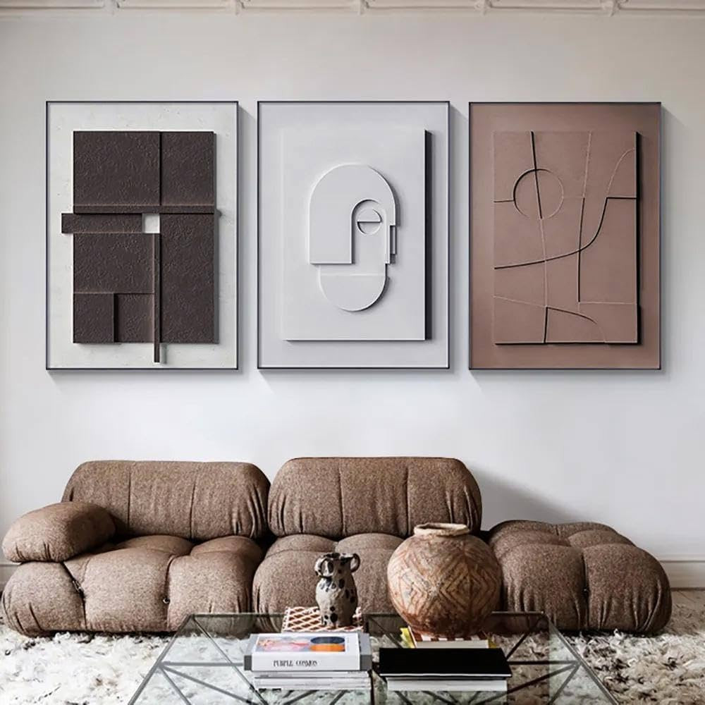 homary Japandi Canvas Wall Art Sets of 3, Modern Abstract Art Painting Hanging Wall Decor Set wit... | Amazon (US)