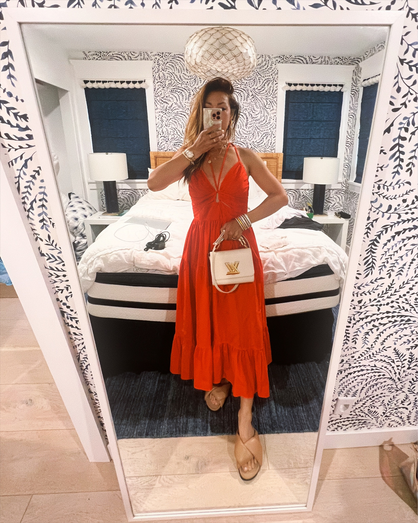 Pretty strapped Ulla Johnson dress (size 6, but cross straps in back to make smaller)🧡 on sandals, size up #styleofsam #ullajohnson 

#LTKSale #LTKtravel #LTKstyletip