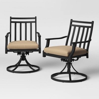 Fairmont 2pk Metal Swivel Rocking Patio Dining Chair - Tan - Threshold&#8482; | Target