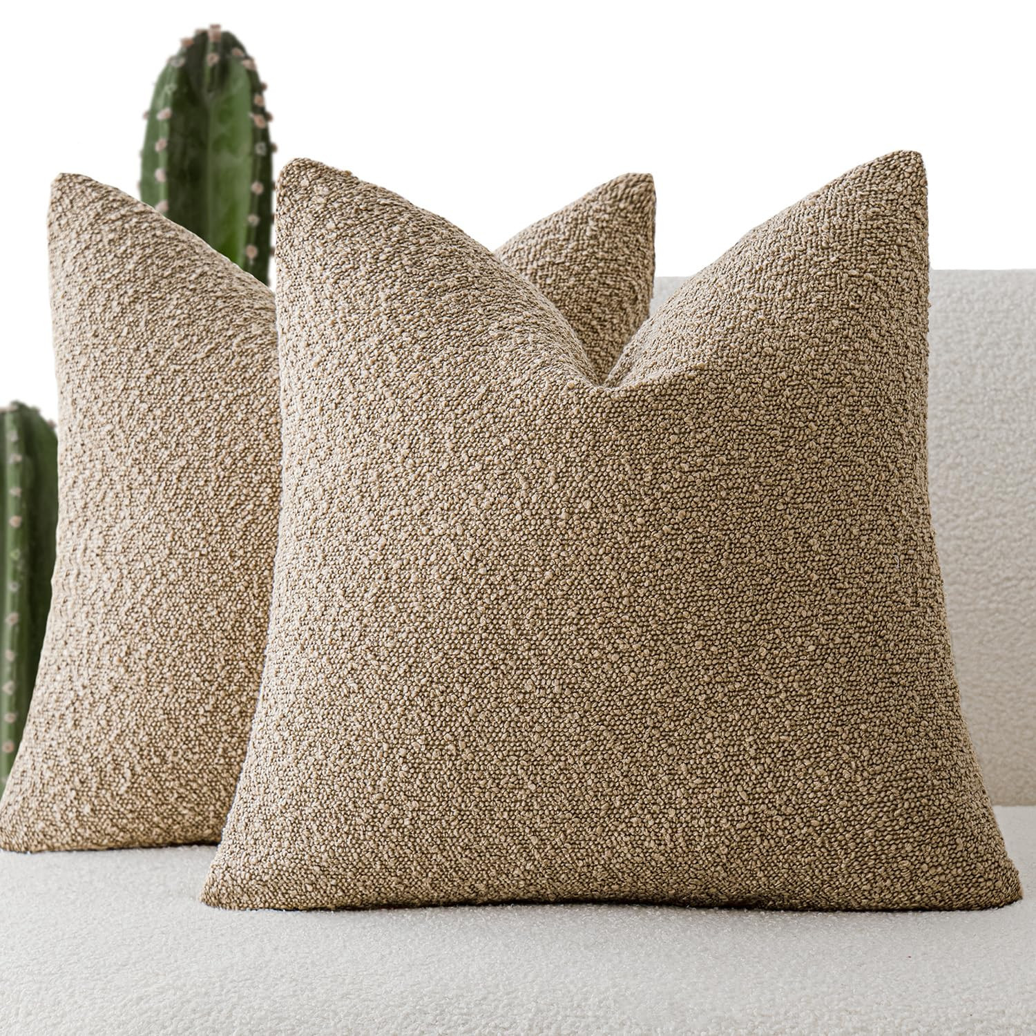 Foindtower Pack of 2 Textured Boucle Throw Pillow Covers Accent Solid Pillow Cases Cozy Soft Deco... | Amazon (US)