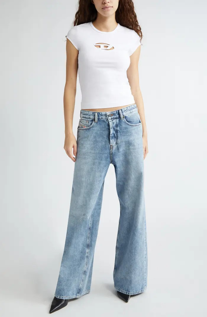 T-Angie Embroidered Logo Cutout T-Shirt | Nordstrom