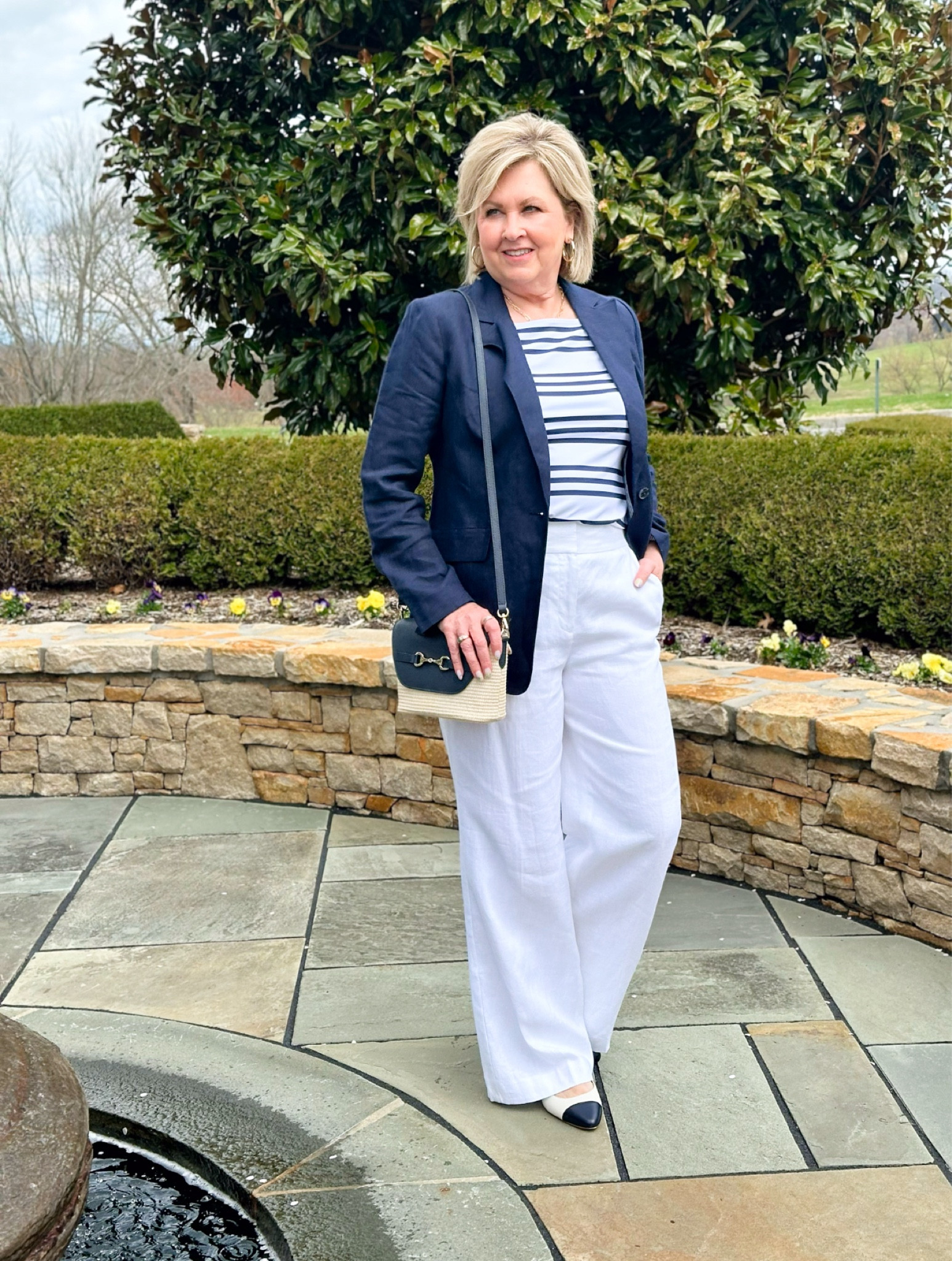 #talbotspartner I added a striped Effortless Jersey Raglan Tee in navy and white to my white linen wide leg pants from @talbotsofficial. The square neckline adds a modern touch to the outfit. The top has elbow-length sleeves that are great for spring and summer and cover the upper arms, which can be a problem area for many women. The jersey material is perfect for on-the-go looks and is great for work or play. I’m wearing a medium, and the fit is perfect.

#talbots #mytalbots #modernclassicstyle #ad 

#LTKover40 #LTKstyletip