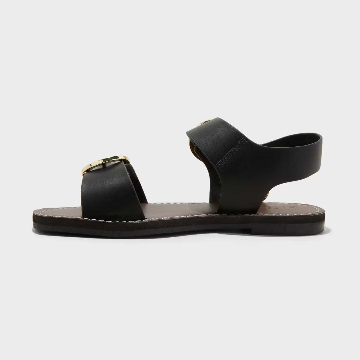 Women's Mira Double Buckle Flat Sandals - Universal Thread™ Black 6: Open Toe, Instep Strap, Te... | Target
