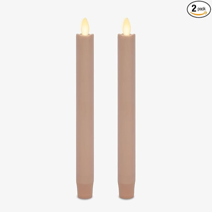 Luminara Set of 2 Moving Flame LED Taper (1x9.75), Flameless Candle Tapers, Melted Edge, Smooth W... | Amazon (US)