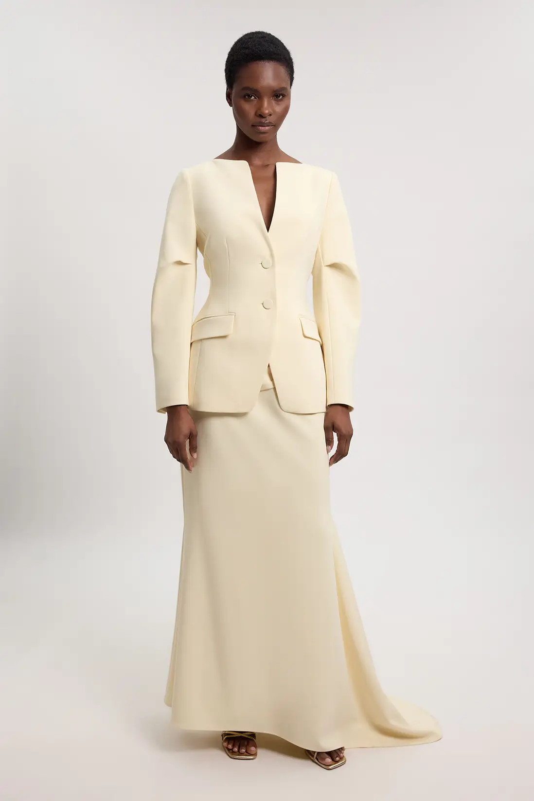Compact Strech Waterfall Maxi Skirt | Karen Millen