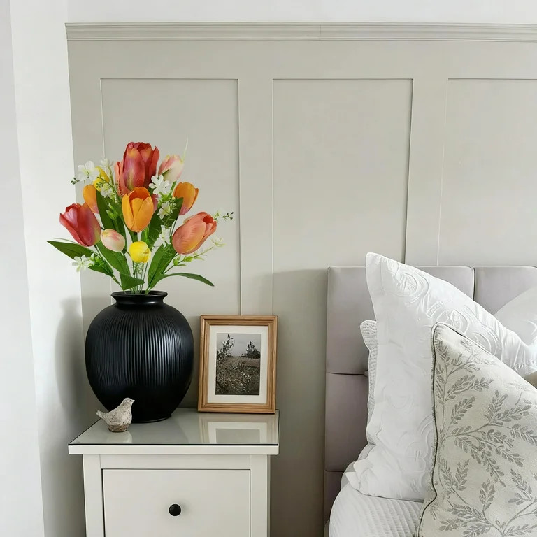 Mainstays Indoor 18 in Artificial Polyester Tulip Bush, Red Orange Color | Walmart (US)