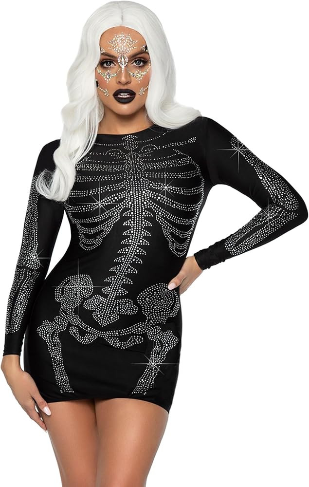 Leg Avenue Womens Costume Sexy Rhinestone Skeleton Dress | Amazon (US)