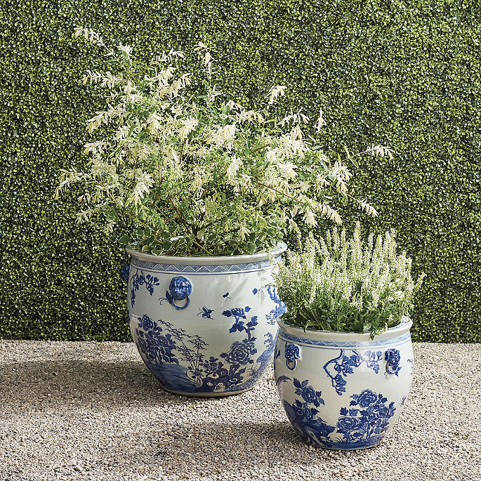 Blue Ming Handpainted Ceramic Planters | Frontgate | Frontgate