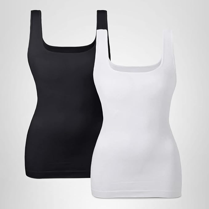 EUYZOU Women's Tummy Control Shapewear Tank Tops Seamless Square Neck Compression Tops Slimming B... | Amazon (UK)