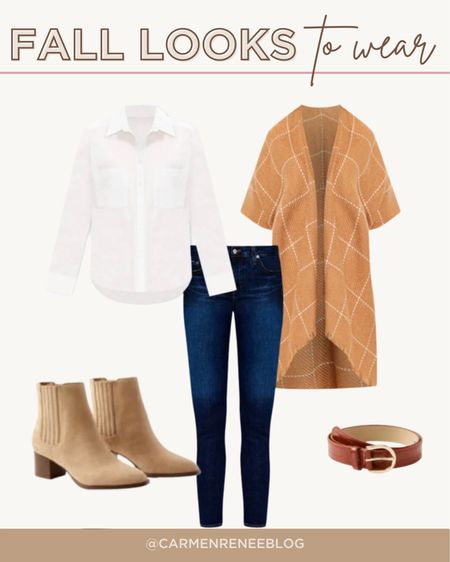 Fall looks to wear!

White button down shirt, cardigan, poncho, nude booties, belt

#LTKfit #LTKstyletip #LTKSeasonal
