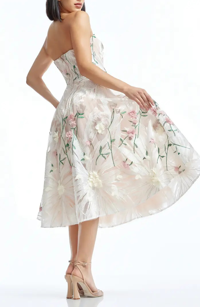 Dress the Population Kailyn Floral Appliqué Strapless Cocktail Dress | Nordstrom | Nordstrom