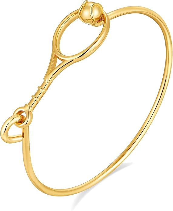 Gold Plated Dainty Bangle Thin Tennis Ball Bracelet Sports Fans Minimalist Jewelry | Amazon (US)