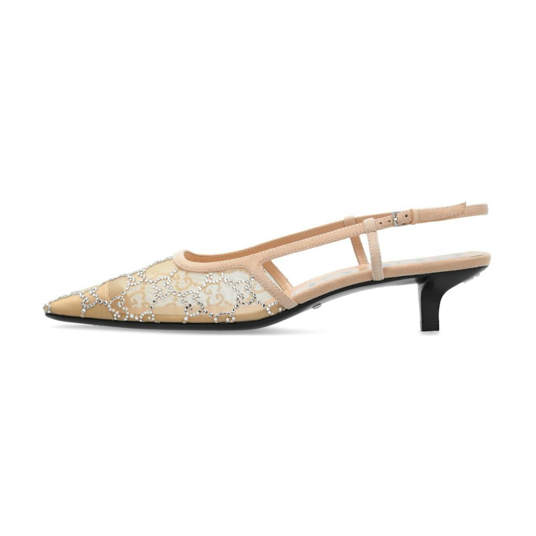 (W) Gucci GG slingback pump 'Rose Beige mesh GG crystals' EU 39.5 | Novelship