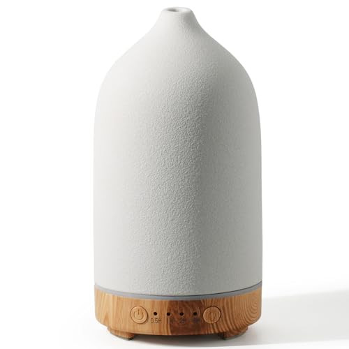 Diffuserlove Ceramic Diffuser Essential Oil Diffusers Aromatherapy Essential Oil Diffuser for Room Air Diffuser for Home Bedroom Stone Diffuser Yellow Wood Pattern Base | Amazon (US)