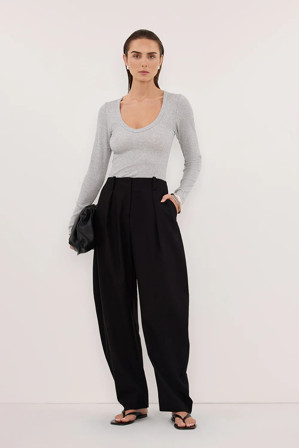 YASMIN SILVER MARLE LONG SLEEVE TOP | DISSH