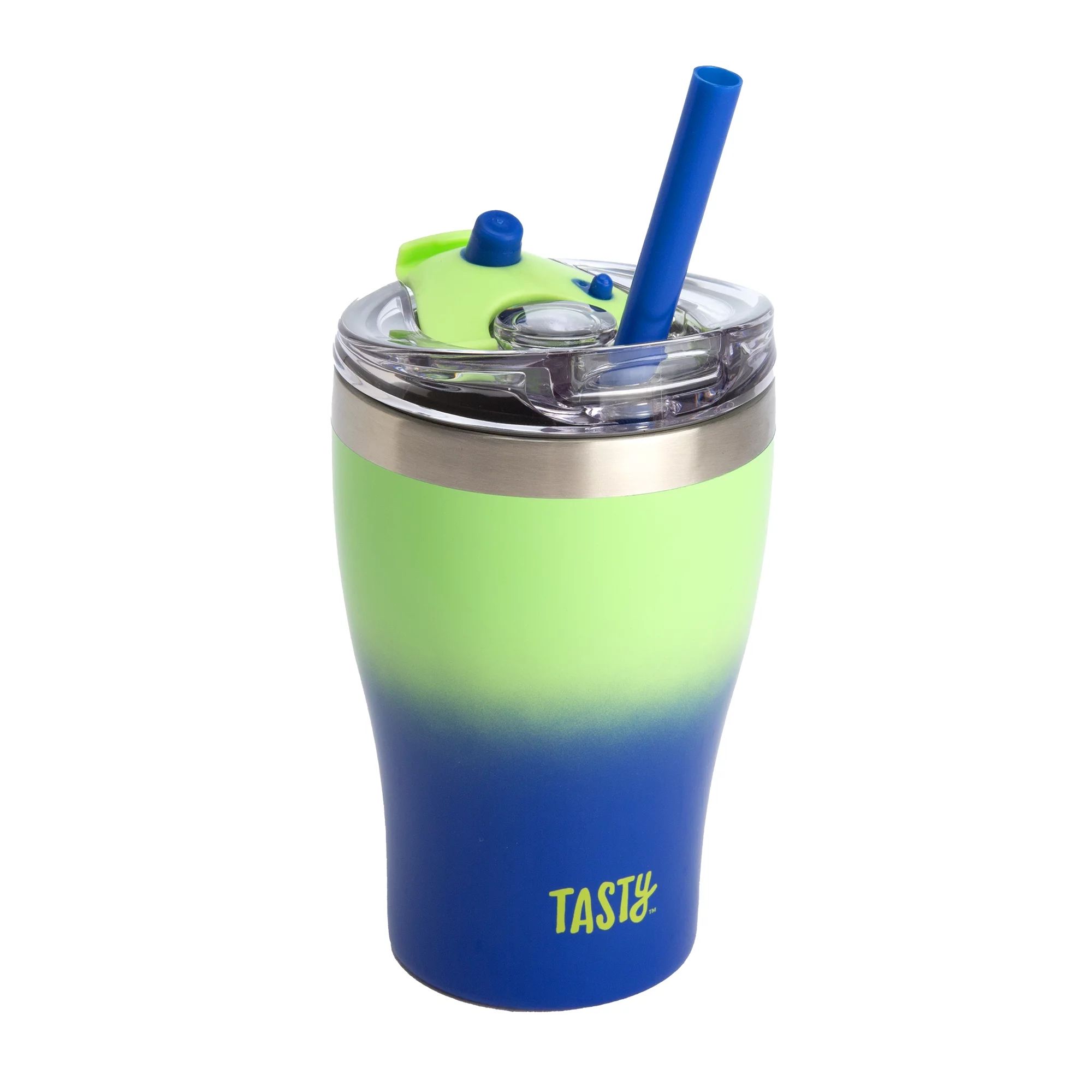 Tasty Kids Double Wall Stainless Steel Tumbler with Straw, 14 Ounce, Blue/Green Ombre - Walmart.c... | Walmart (US)