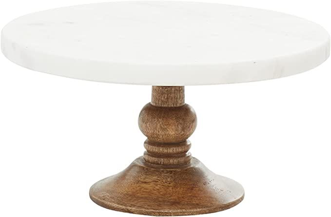 Deco 79 Modern Mango Wood Round Cake Stand, 10" x 10" x 5", White | Amazon (US)