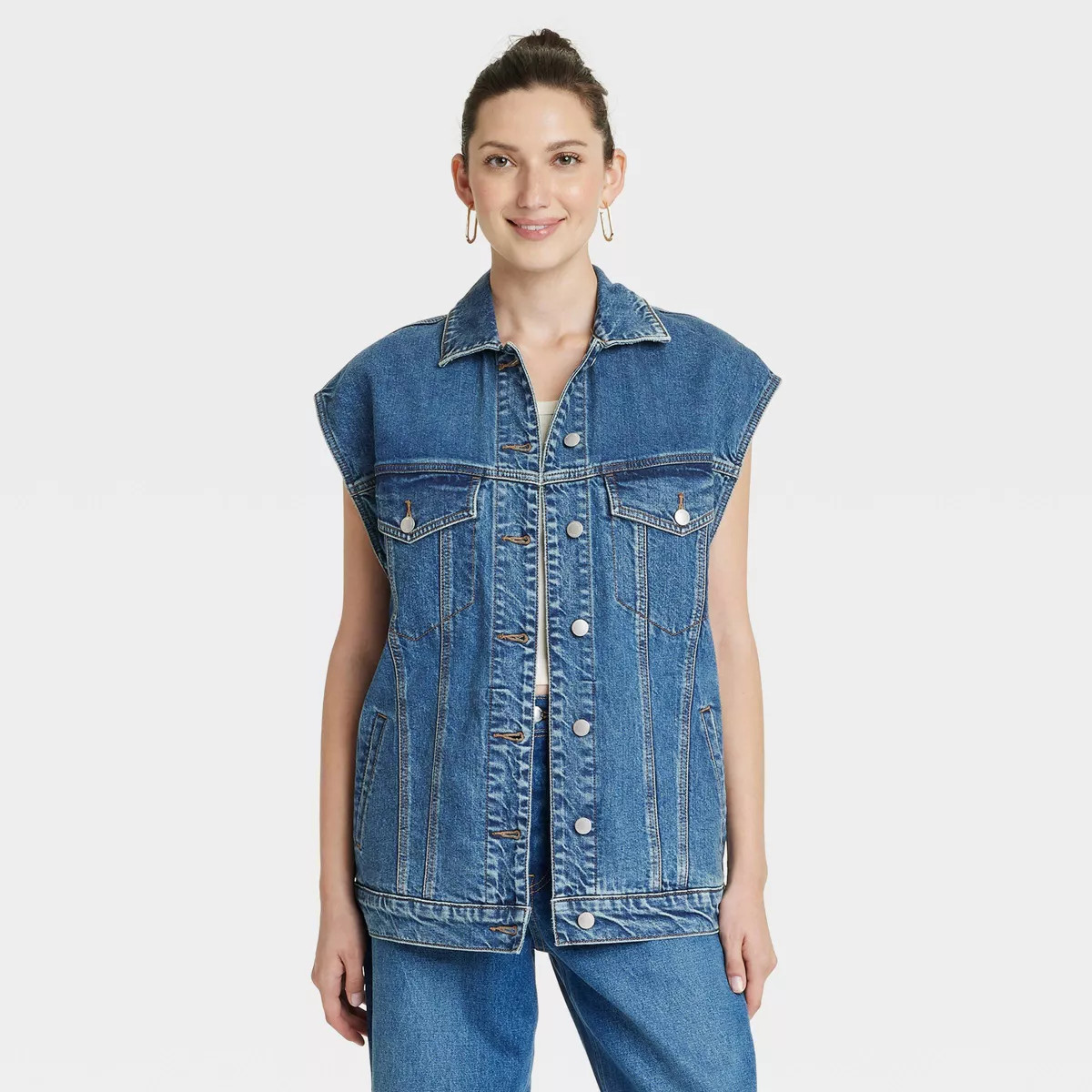 Women's 80's Baggy Denim Vest - Universal Thread™ Medium Wash 3X | Target