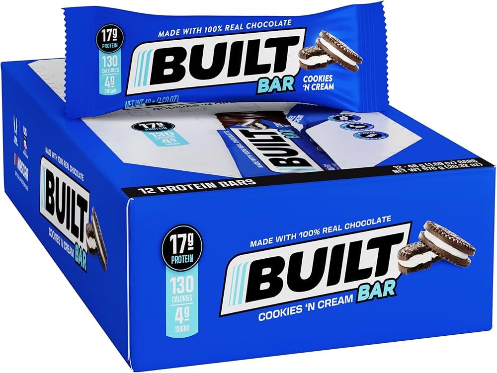 Built Bar 12 Pack High Protein Energy Bars | Gluten Free | Chocolate Covered | Low Carb | Low Cal... | Amazon (US)