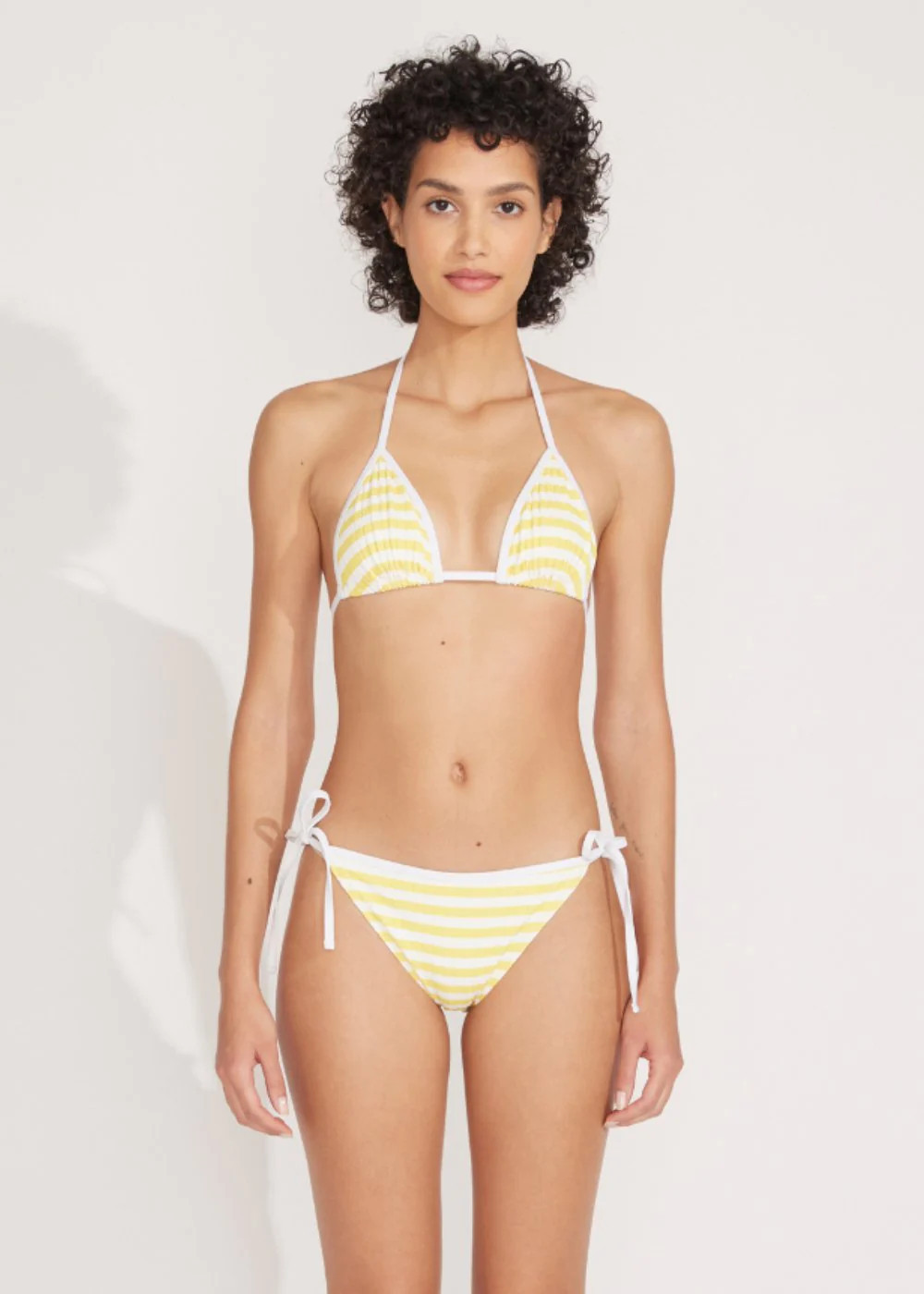 The Iris Ribbed Bikini Top in Lemon Stripe | Solid & Striped