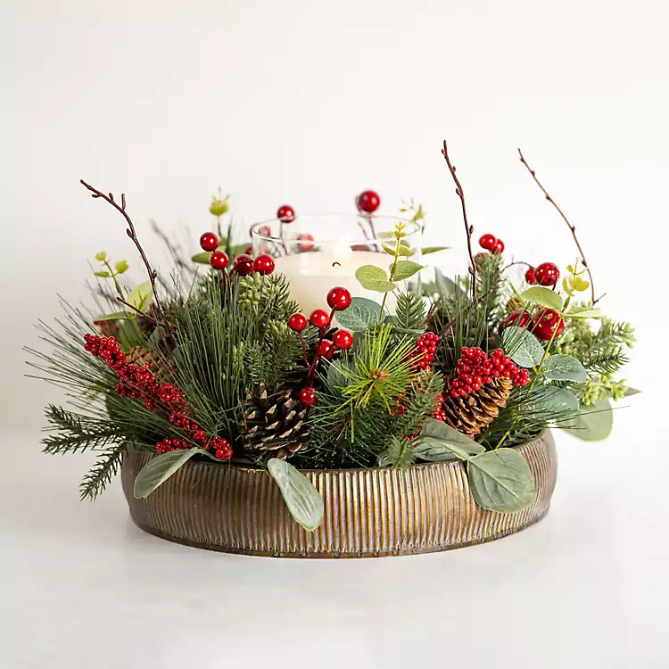 Vintage Tin Pineberry Candle Centerpiece | Kirkland's Home