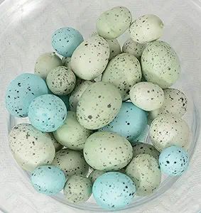 Small Artificial Bird Eggs, 36 Pieces.75 to 1.25 Inches Long, Soft Blue and Green Speckled Eggs | Amazon (US)