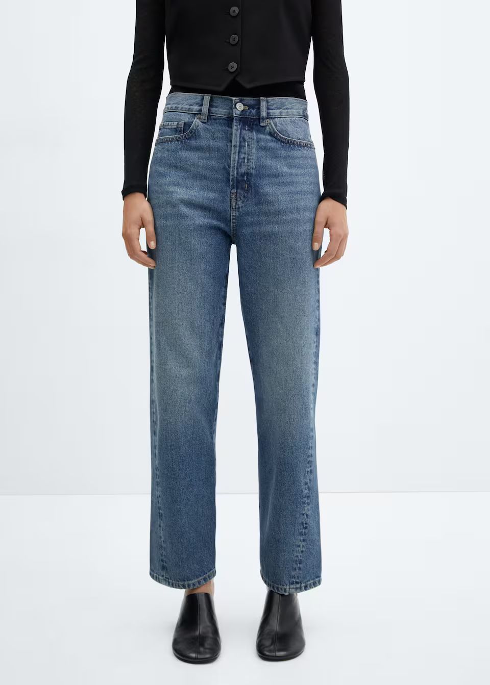 Straight jeans with forward seams -  Women | Mango United Kingdom | MANGO (UK)