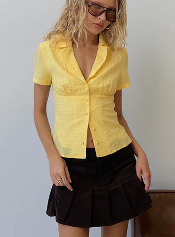 Delyla Button Up Top Yellow | Princess Polly US