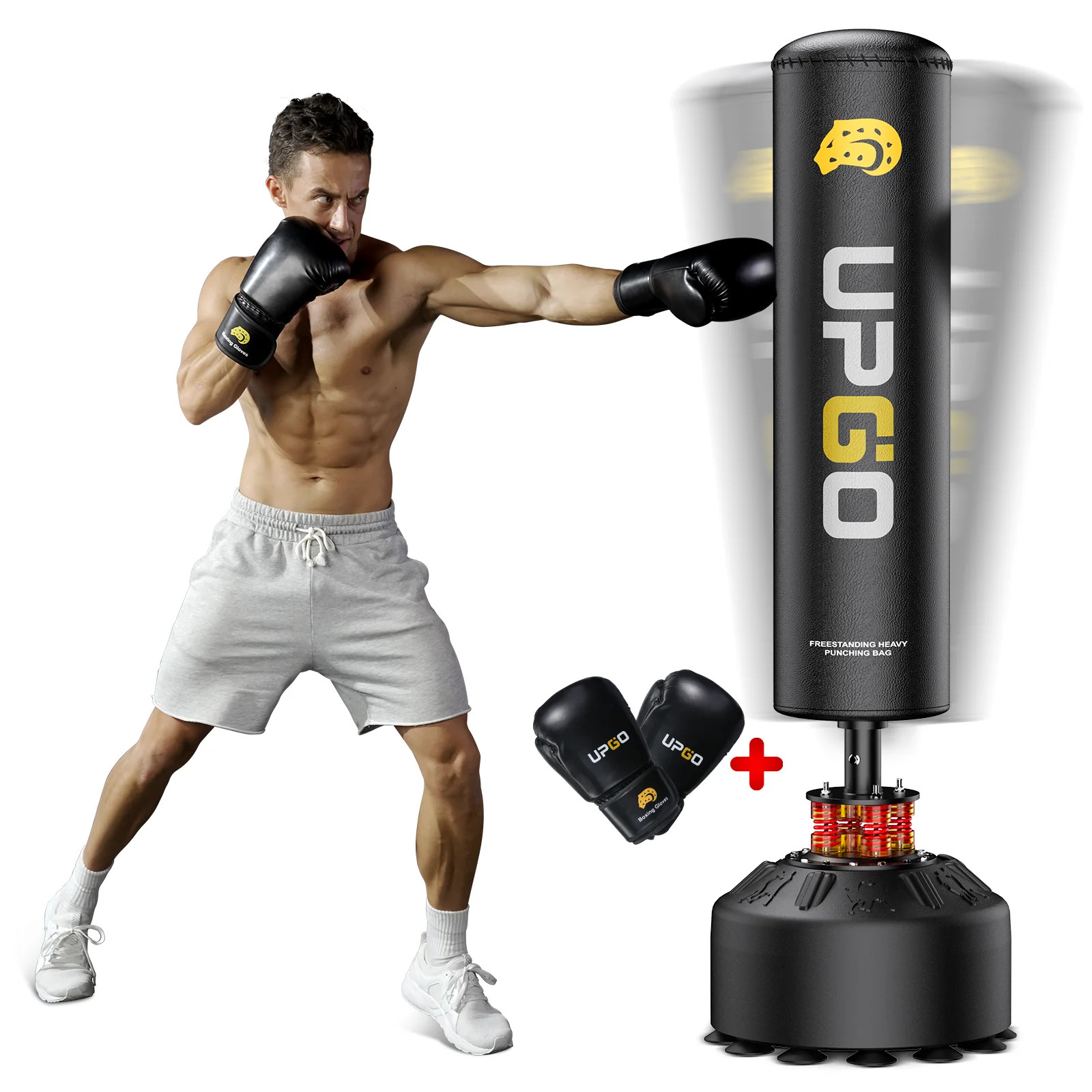 UPGO Freestanding Punching Bag 70''-205lbs with Boxing Gloves Heavy Boxing Bag with Suction Cup B... | Walmart (US)