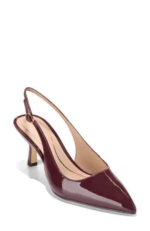 Cole Haan Hansell Slingback Pointed Toe Pump in Black Garnet Patent Leather at Nordstrom, Size 6.5 | Nordstrom