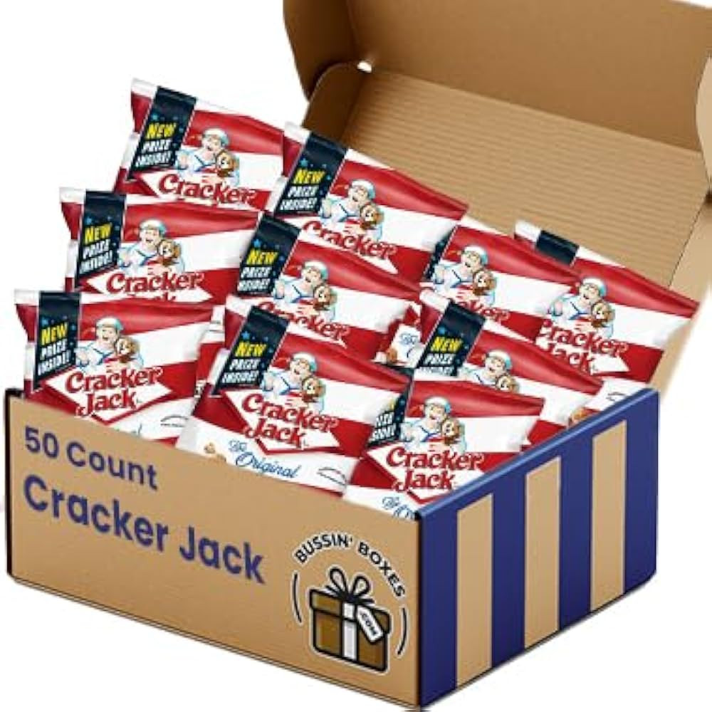 Bulk Cracker Jack Caramel Coated Popcorn and Peanuts, 50 Count / 1.25 oz. by Bussin Boxes | Amazon (US)