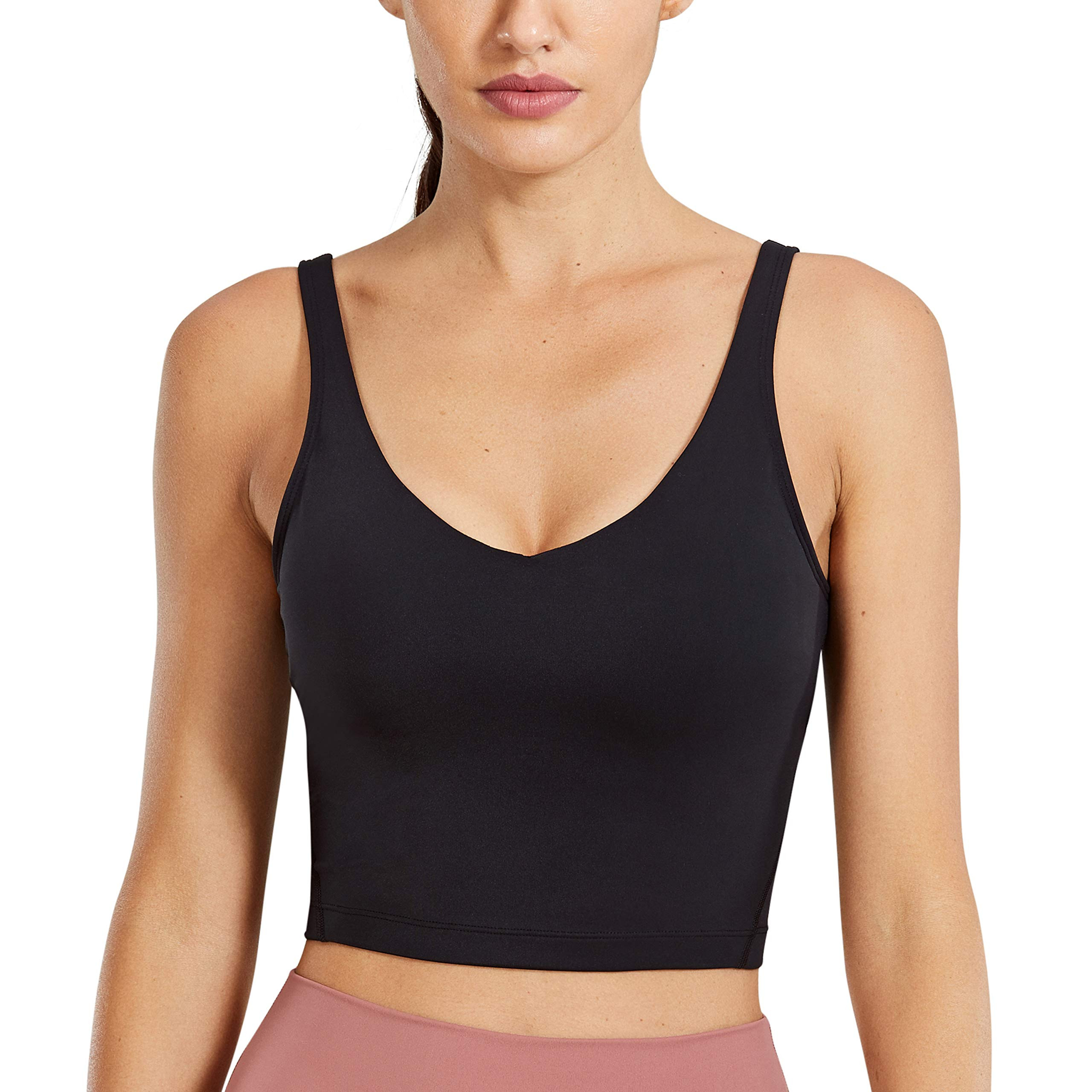 CRZ YOGA Women's Longline Sports Bra Wirefree Padded Yoga Bras Workout Running Crop Tank Tops | Amazon (US)