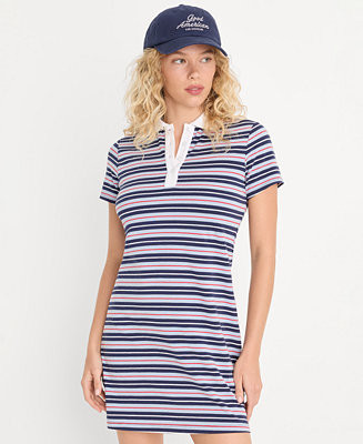 Good American Women's Stripe Stretch Polo Mini Dress, Created for Macy's - Macy's | Macy's