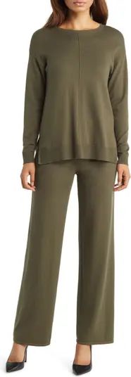 Anne Klein Cotton Blend Sweater & Pants Set | Nordstrom | Nordstrom