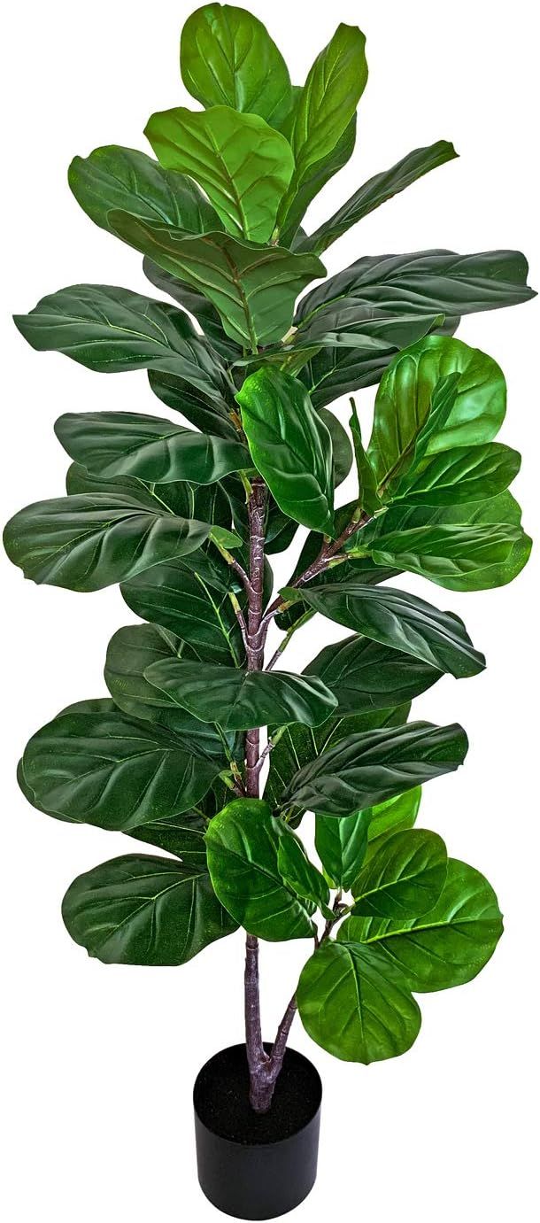 BESAMENATURE 49" Artificial Fiddle Leaf Fig Tree, Faux Ficus Lyrata for Home Office Decoration | Amazon (US)