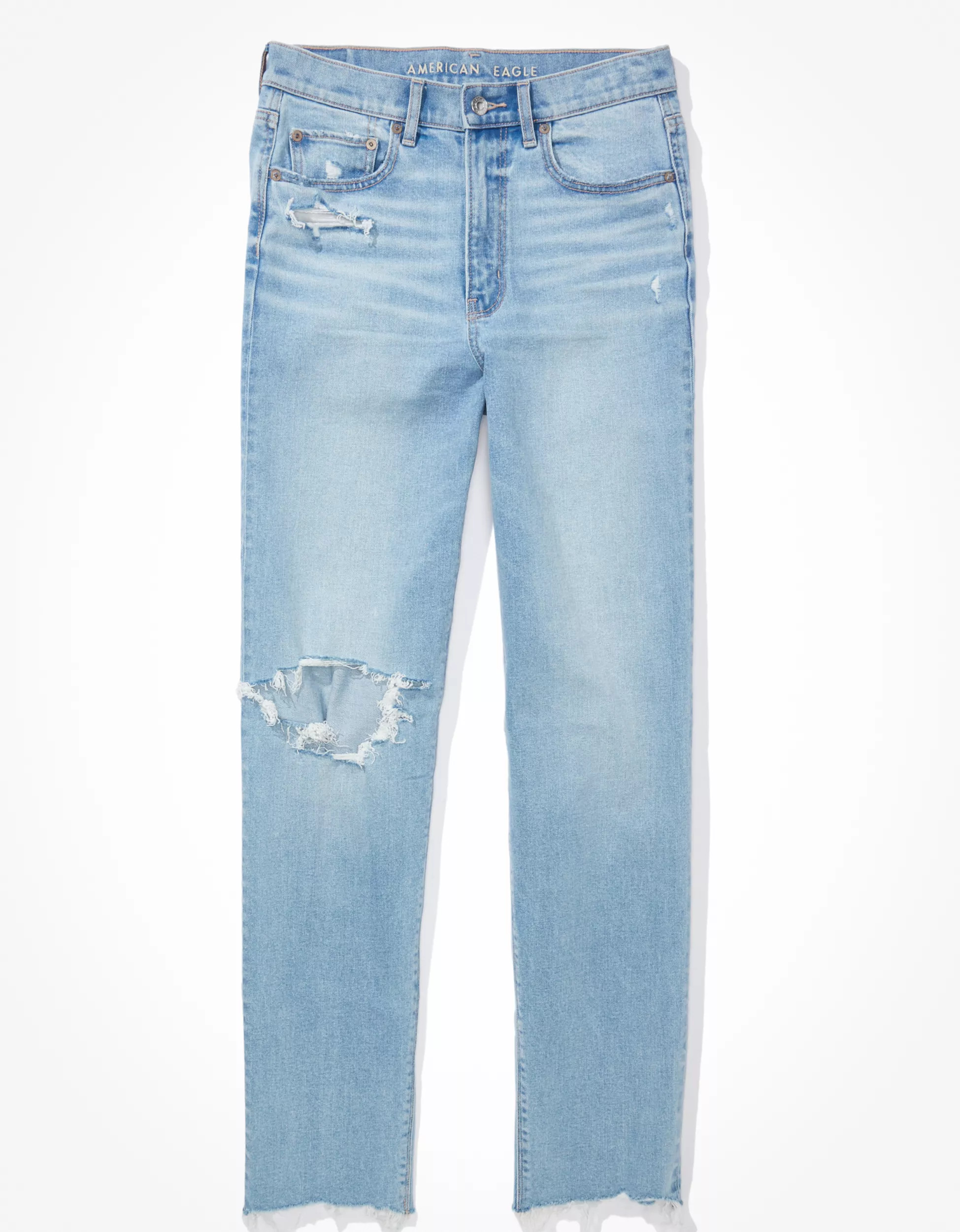 AE Stretch Ripped Highest Waist Baggy Straight Jean | American Eagle Outfitters (US & CA)
