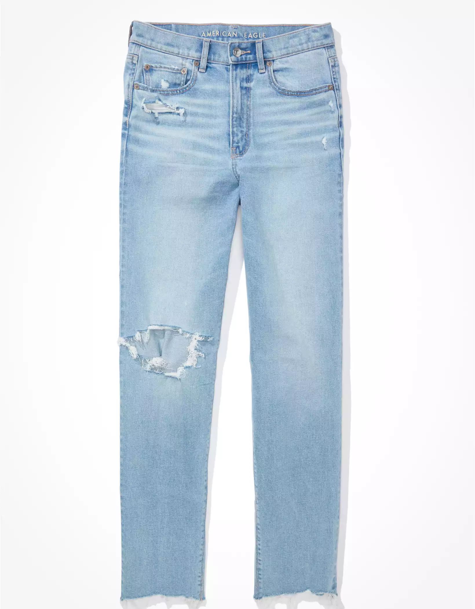 AE Stretch Ripped Highest Waist Baggy Straight Jean | American Eagle Outfitters (US & CA)