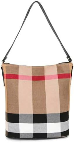 JOTHIN Tote Bag for Women Designer Handbags Canvas Plaid Purses and Handbags Bucket Bag Shoulder ... | Amazon (US)